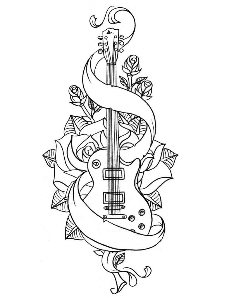 Desenhos de Guitarra Legal para colorir