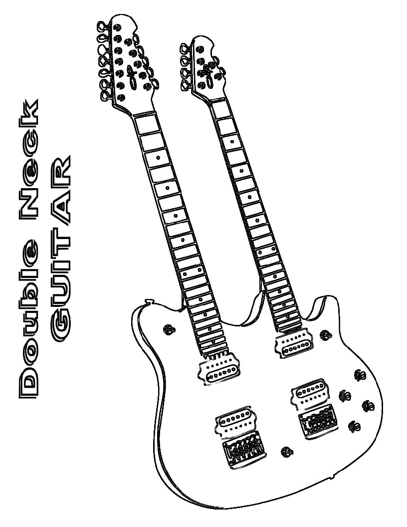 Guitarra de Braço Duplo para colorir