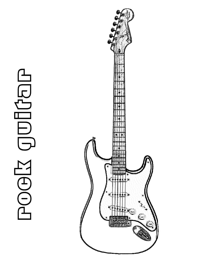 Desenhos de Guitarra de Rock 1 para colorir