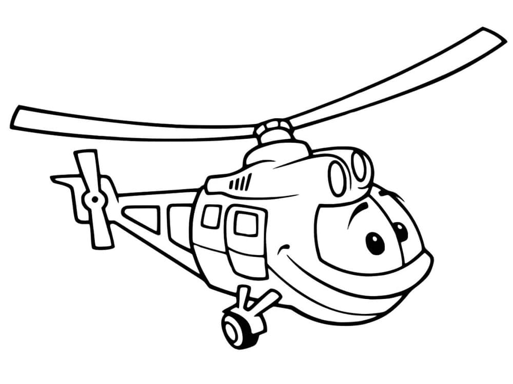 Desenhos de Helicóptero de desenho animado para colorir