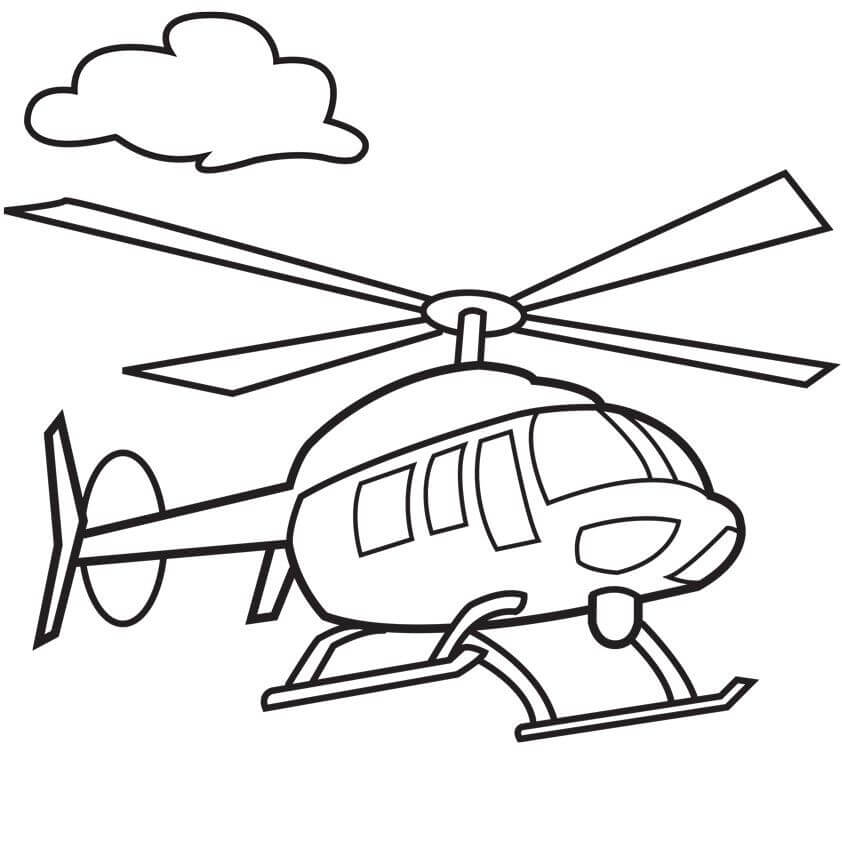 Desenhos de Helicóptero e Nuvem para colorir