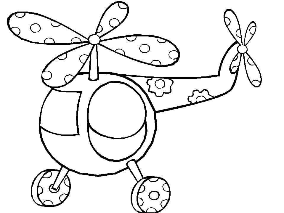 Desenhos de Helicóptero fofo para crianças para colorir