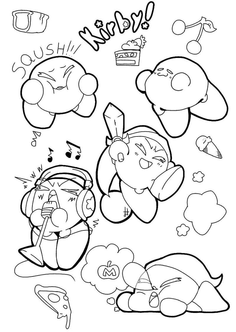 Desenhos de Kawaii Kirby para colorir