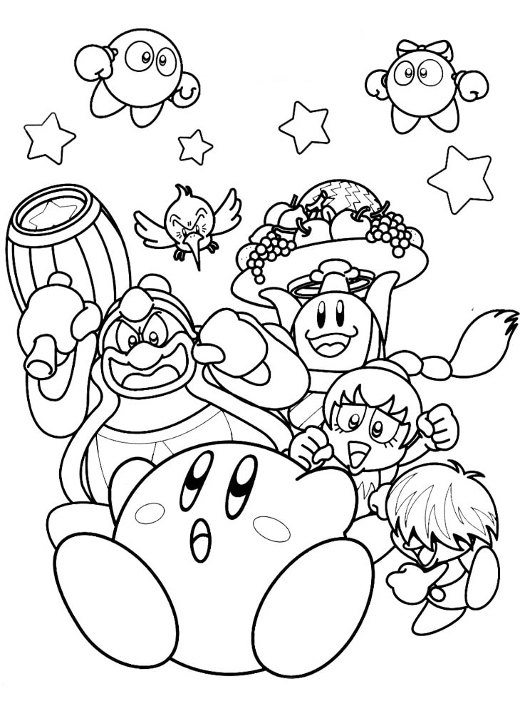 Kirby e Amigos para colorir
