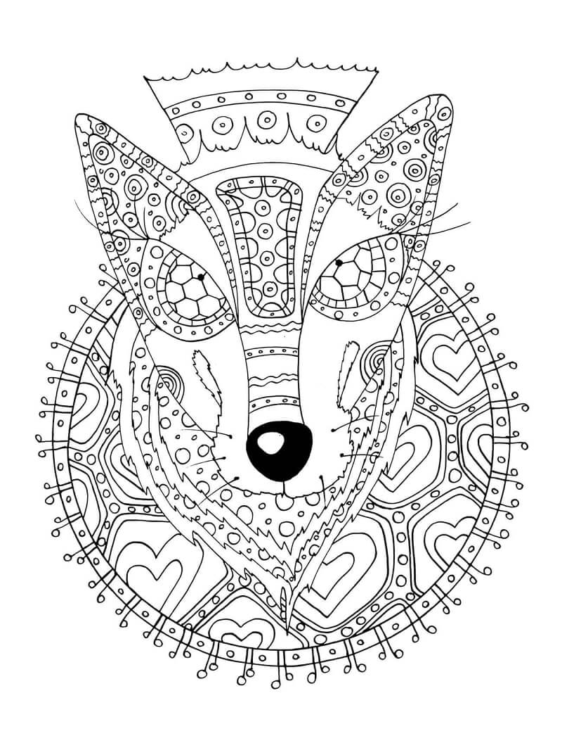 Desenhos de Lobo com Padrão Tribal para colorir