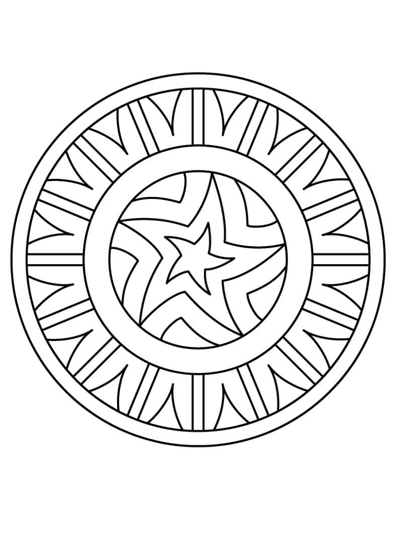 Mandala com Padrão de Estrela para colorir