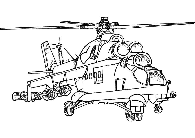 Mão Desenhar Helicóptero para colorir