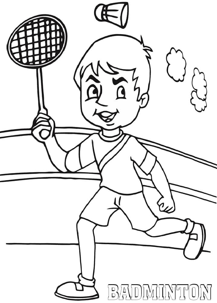 Menino Jogando Badminton 2 para colorir