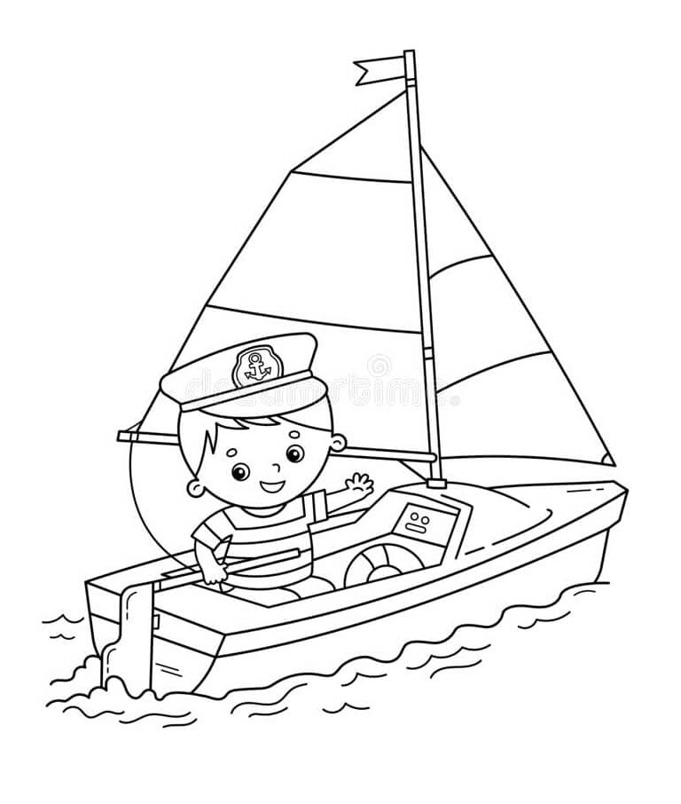 Desenhos de Menino em um Barco para colorir