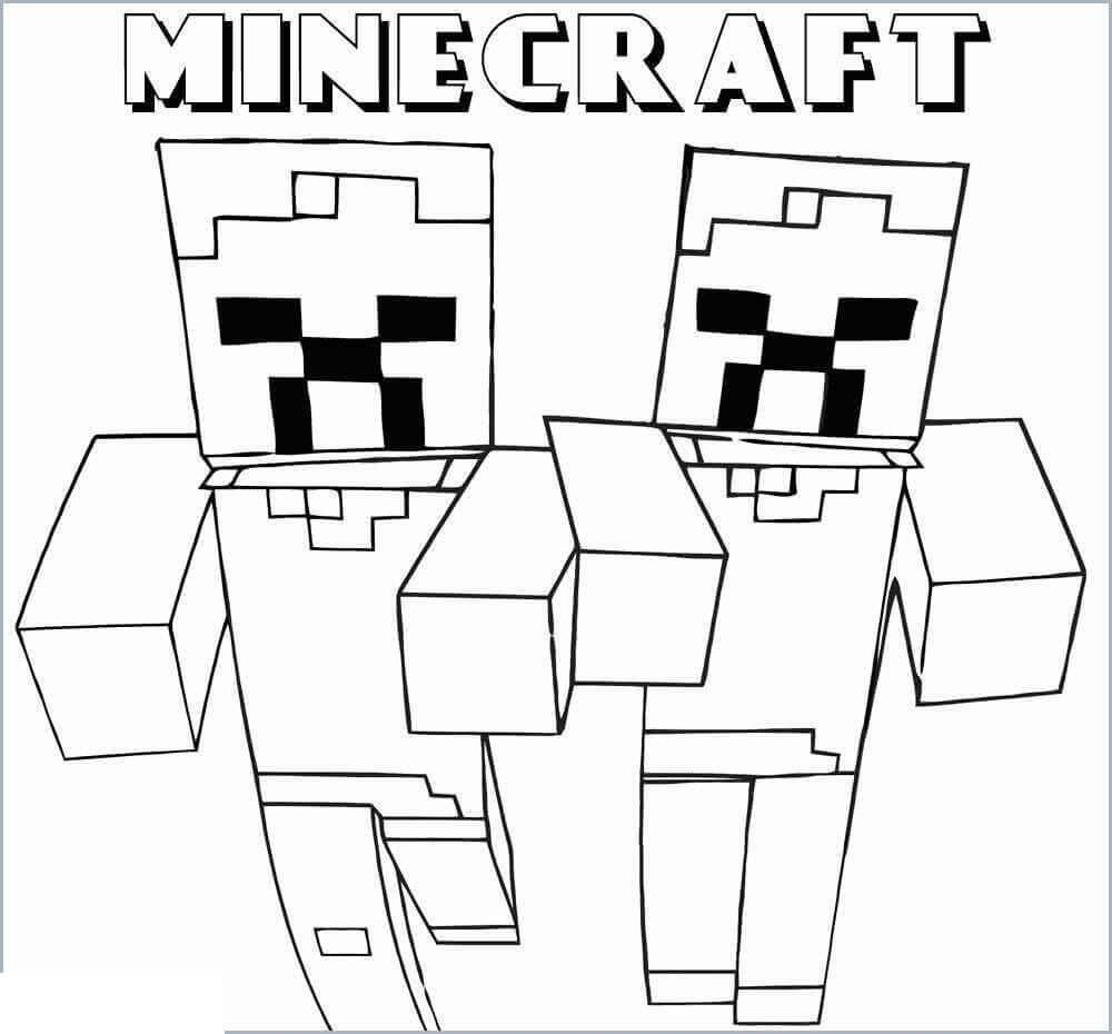 Minecraft İki Zombi para colorir