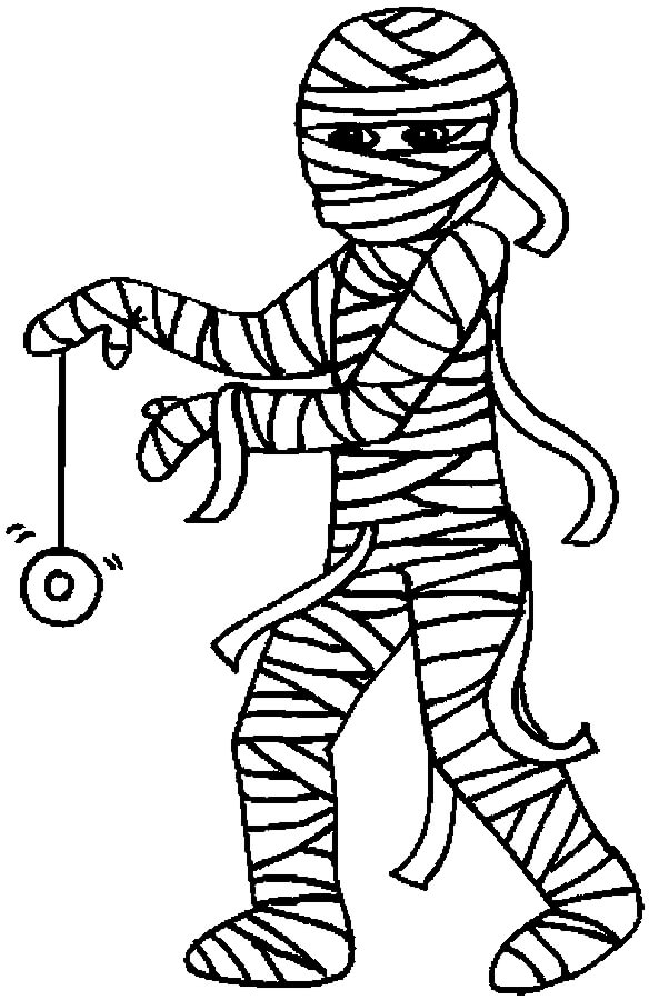 Múmia Brincando de Yoyo para colorir