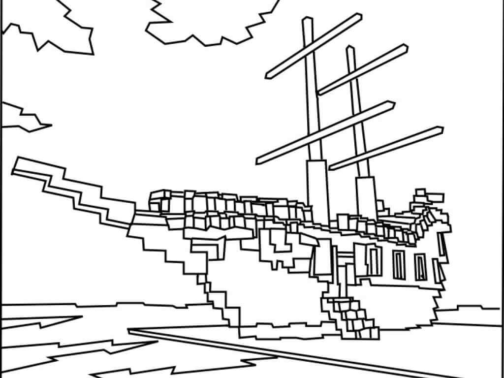 Desenhos de Navio do Minecraft para colorir