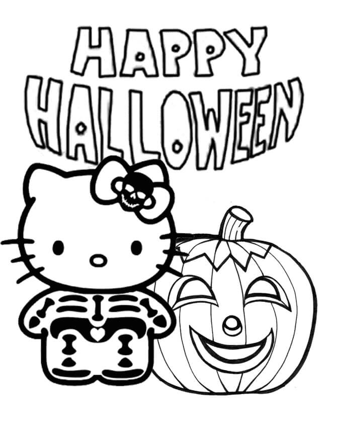 Desenhos de Papel de Parede de gatinho com Halloween para colorir