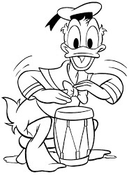 Desenhos de Pato Donald Tocando Tambor para colorir