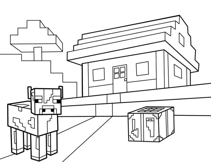 Desenhos de Porco e Cavalo do Minecraft para colorir