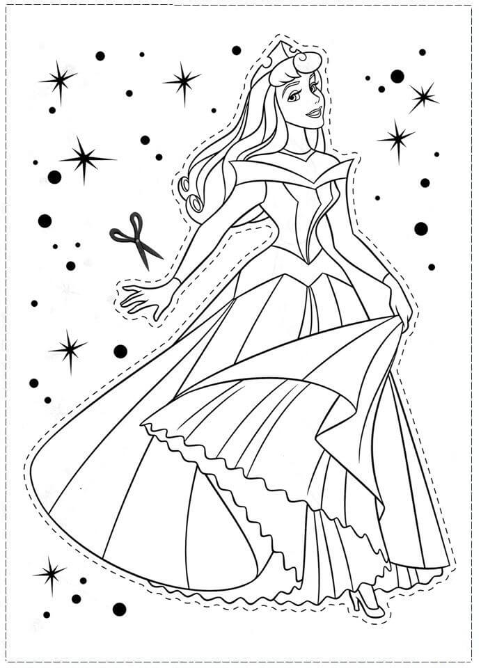 Princesa Aurora com Estrela para colorir