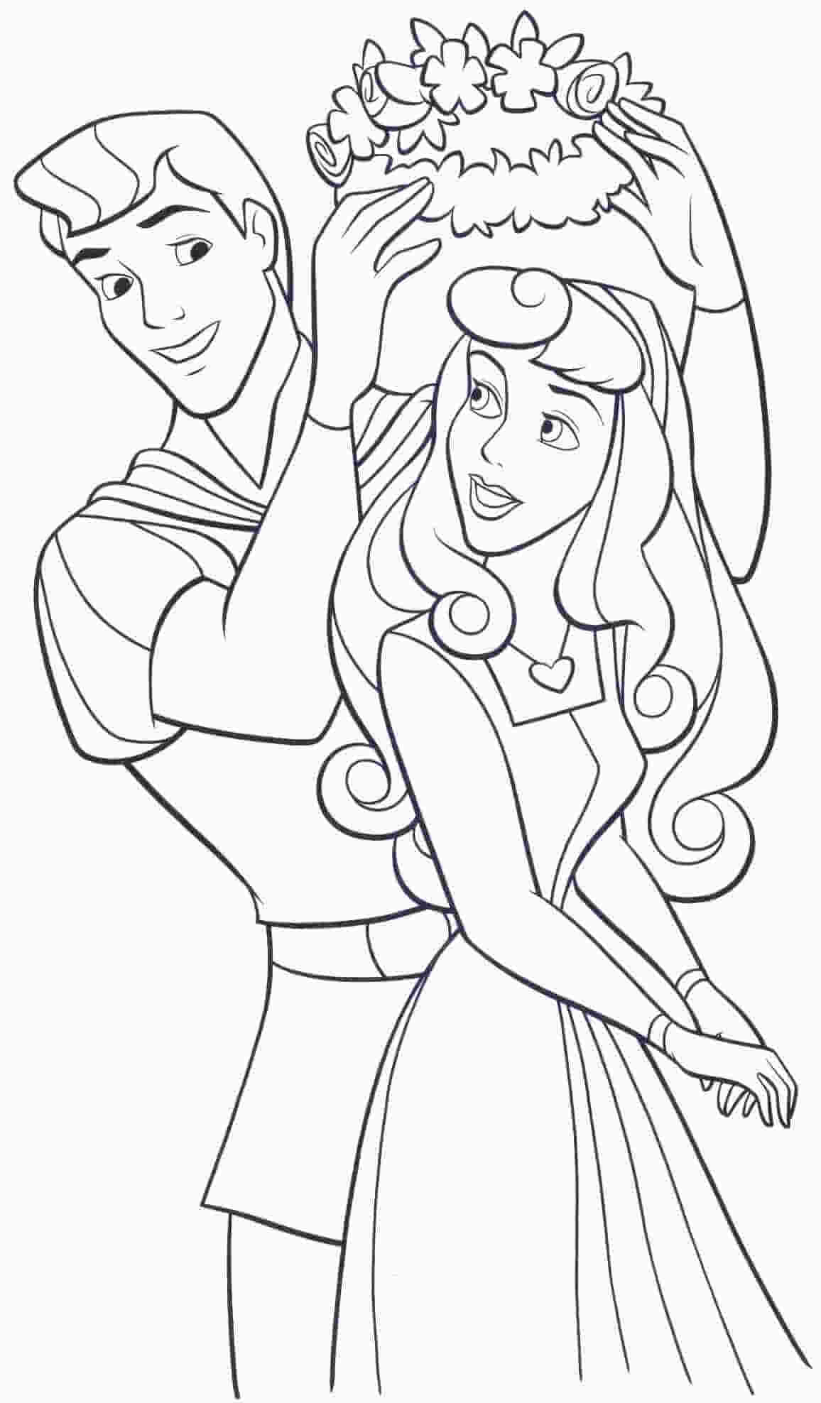 Princesa Aurora e o Príncipe para colorir