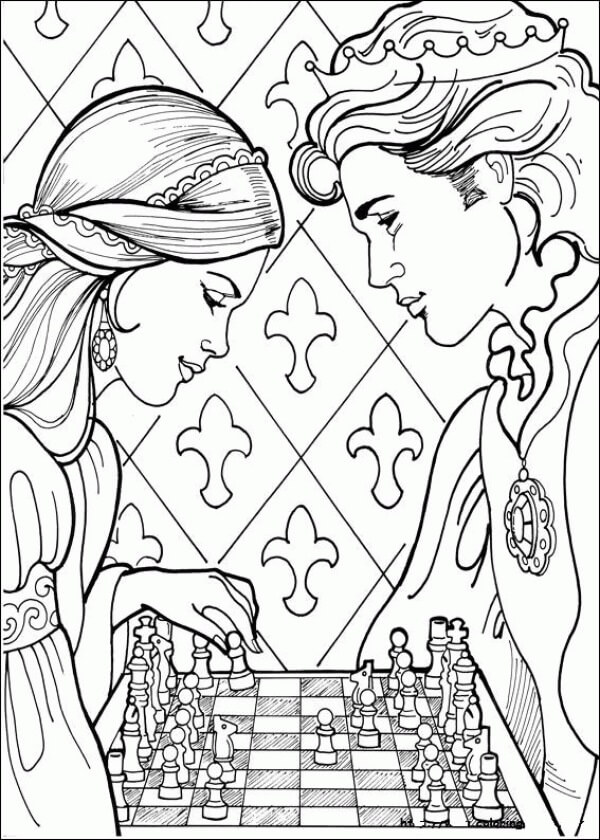 Desenhos de Princesa Leonora Jogando Xadrez para colorir