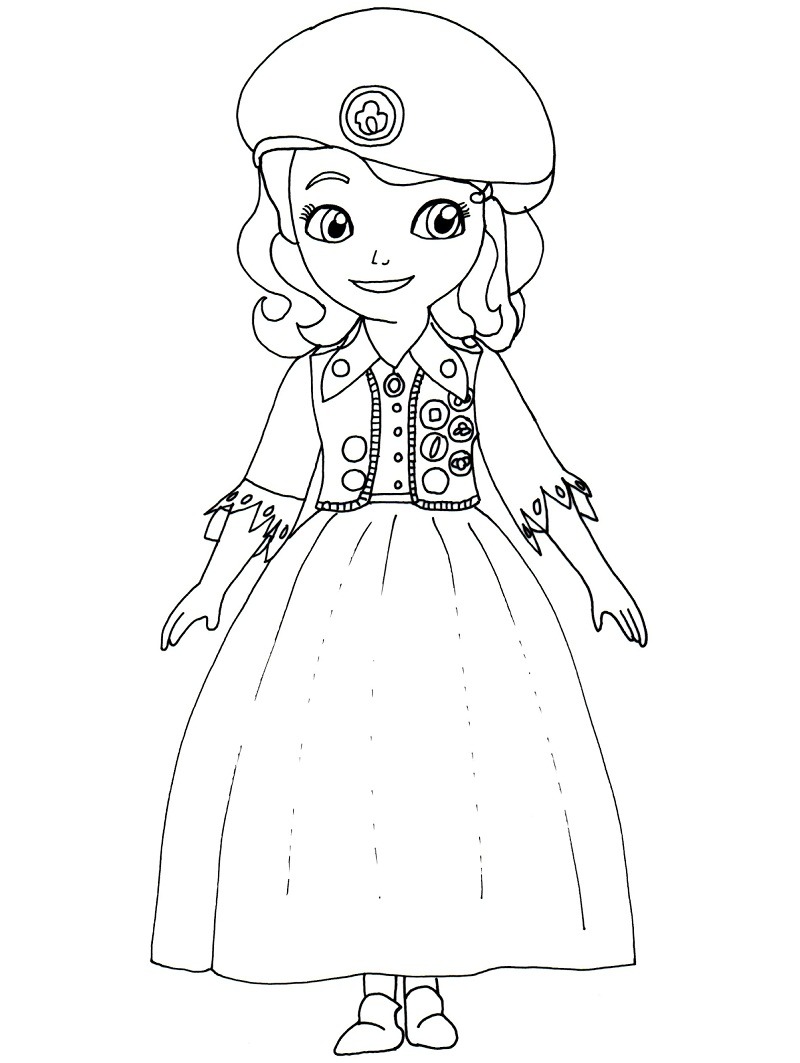 Princesa Sofia Sorrindo para colorir