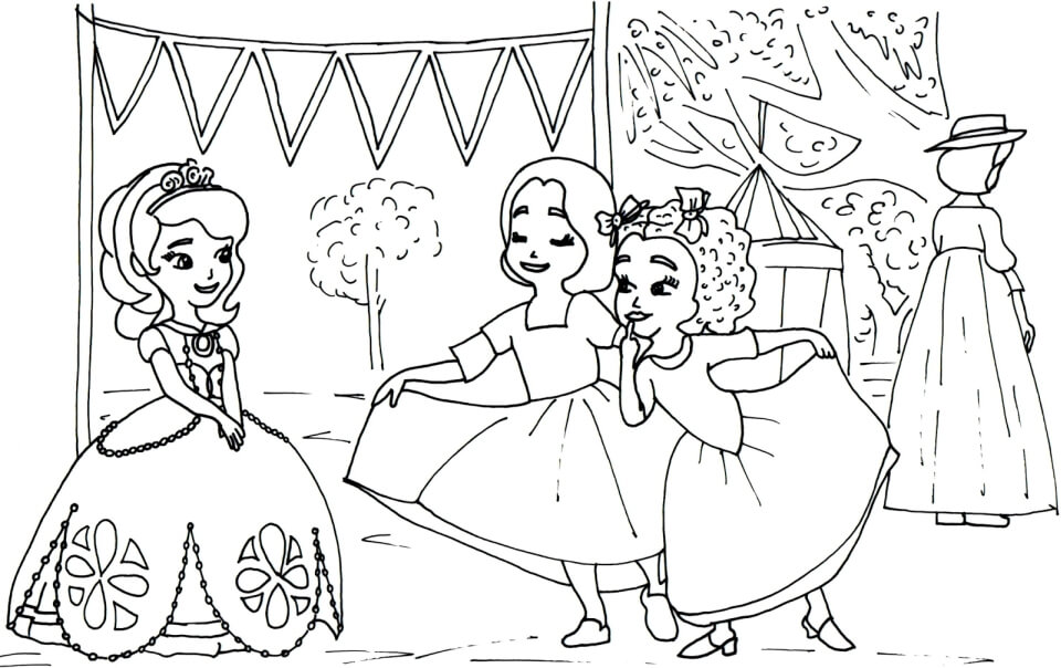 Desenhos de Princesa Sofia e Dois Amigos para colorir