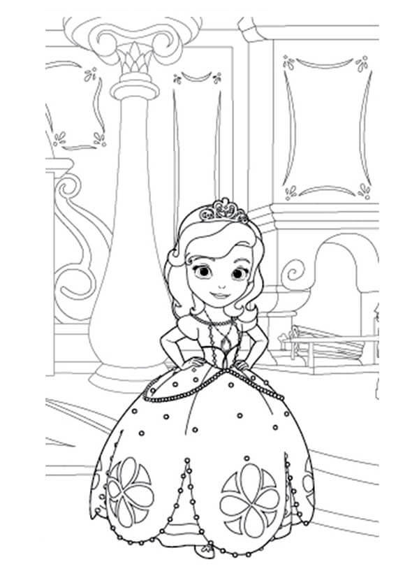 Desenhos de Princesa Sofia em Castelos para colorir