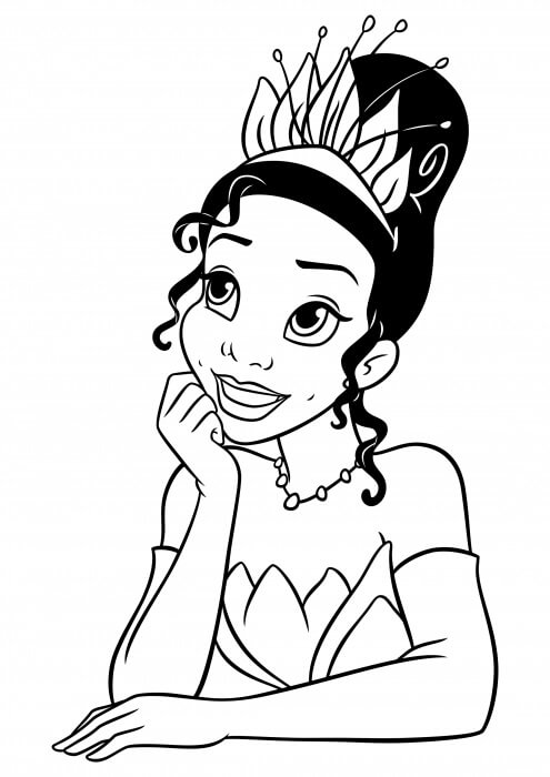 Desenhos de Princesa Tiana Pensando para colorir
