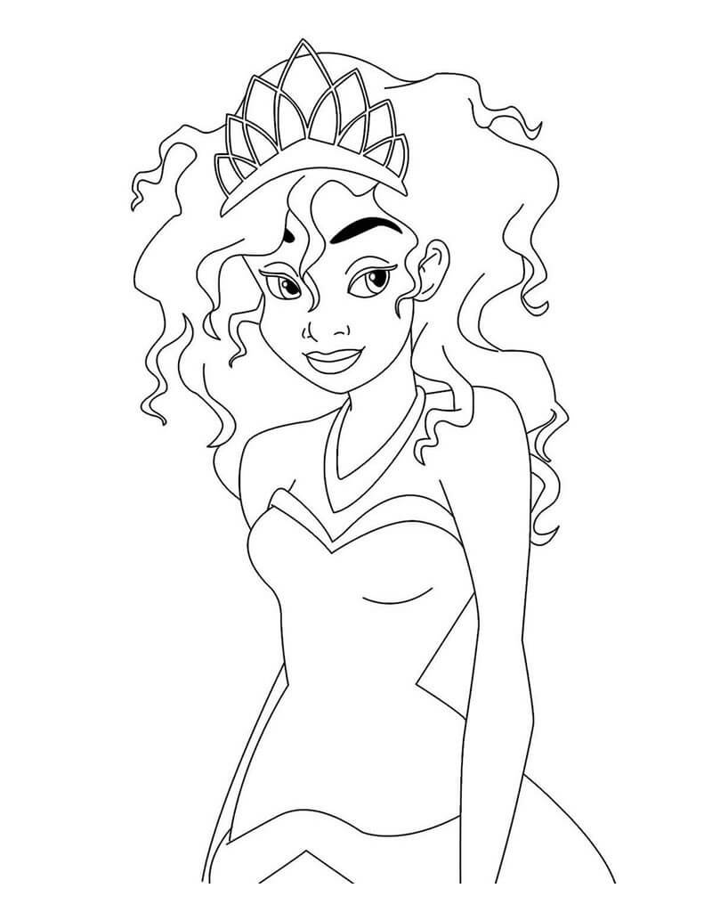 Princesa Tiana Simples para colorir
