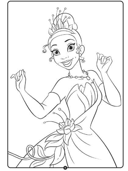 Desenhos de Princesa Tiana Sorrindo para colorir