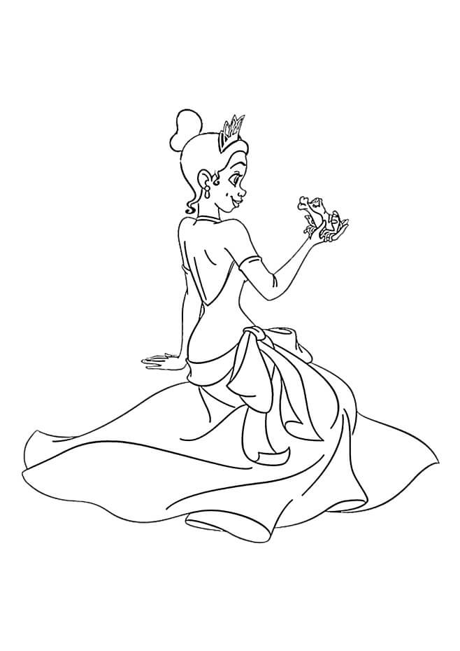 Desenhos de Princesa Tiana com Sapo para colorir