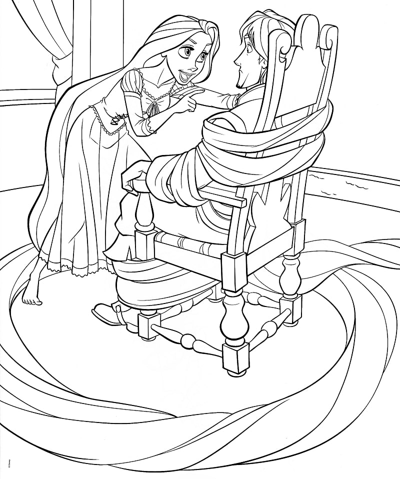 Desenhos de Rapunzel Amarra Flynn para colorir