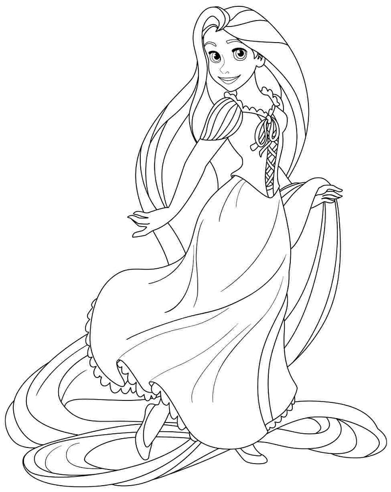 Desenhos de Rapunzel Feliz para colorir