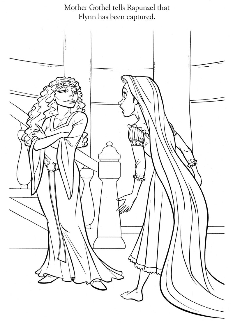 Desenhos de Rapunzel e Gothel Mãe para colorir