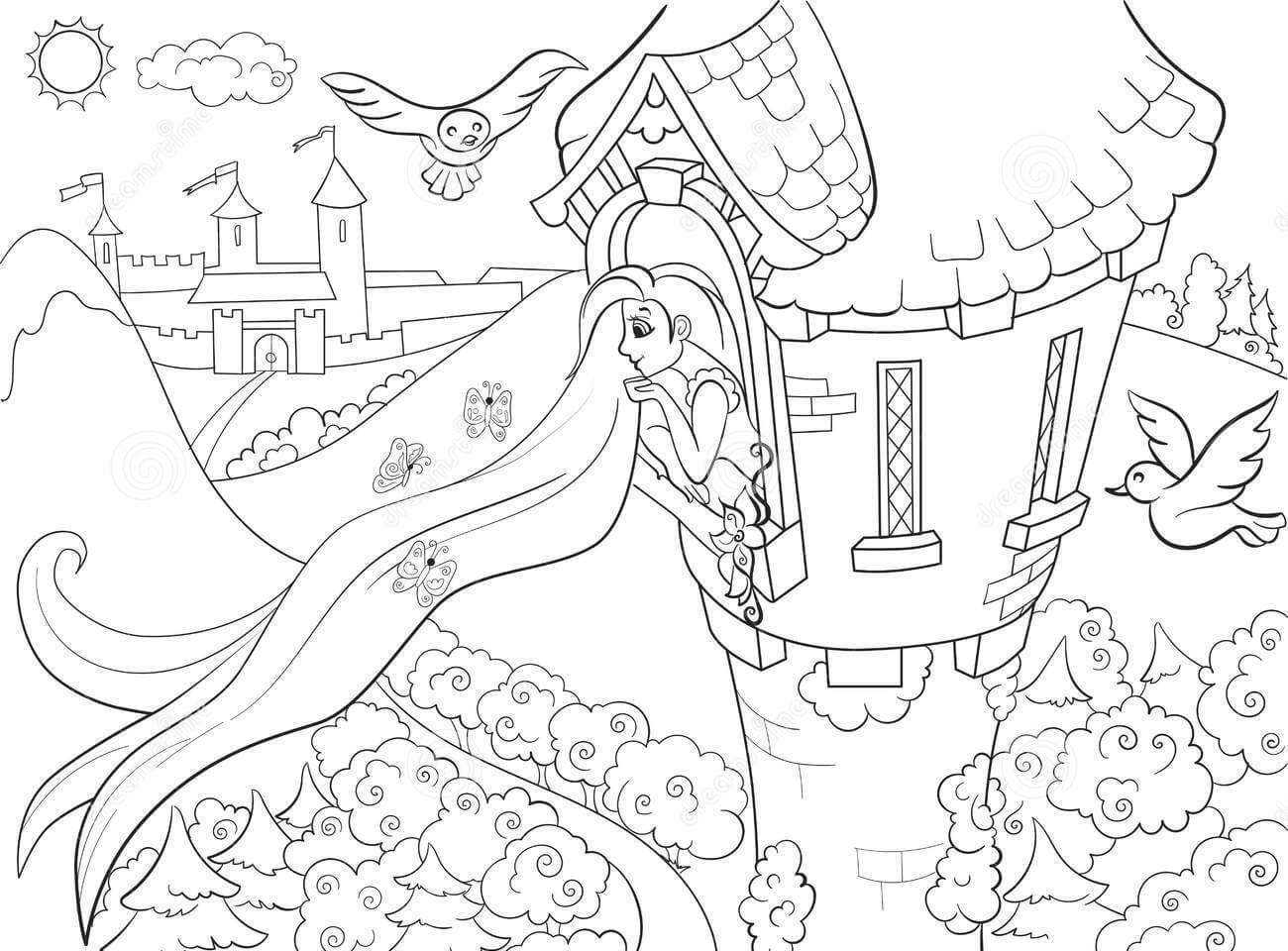 Desenhos de Rapunzel no Lugar para colorir