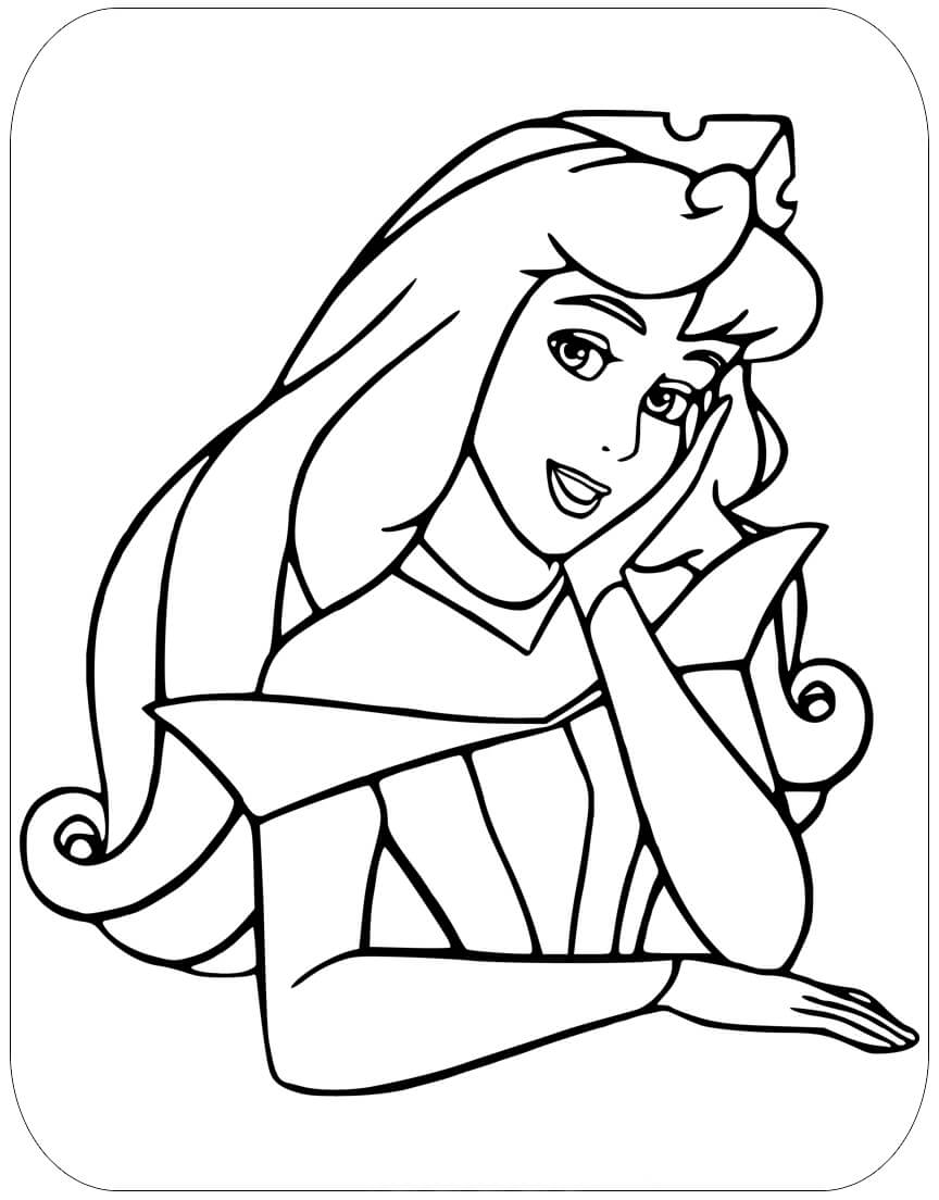 Desenhos de Rosto de Princesa Aurora Divertido para colorir