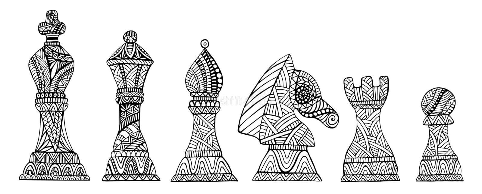 Desenhos de Seis Mandala de Xadrez para colorir