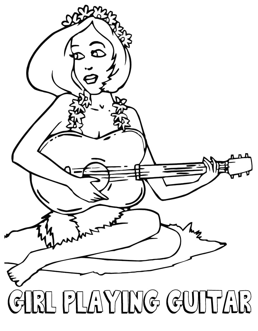 Desenhos de Senhora Está Jogando Guitarra para colorir