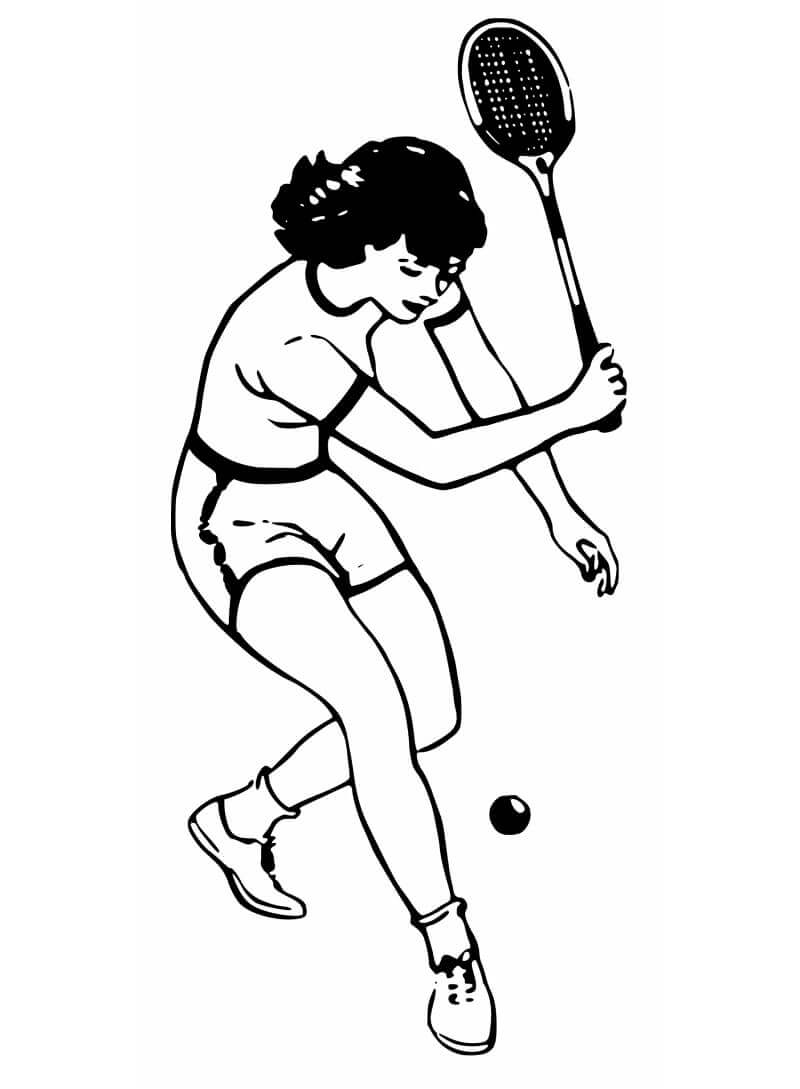 Senhora Jogando Tênis 1 para colorir
