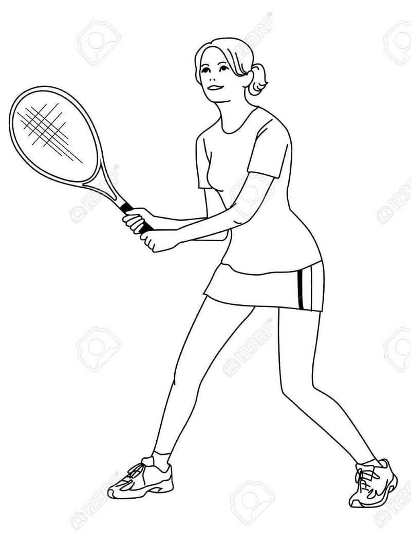 Senhora Jogando Tênis 2 para colorir