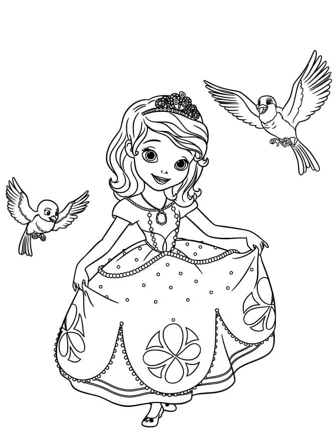 Desenhos de Sofia, a Primeira Robin e Mia para colorir
