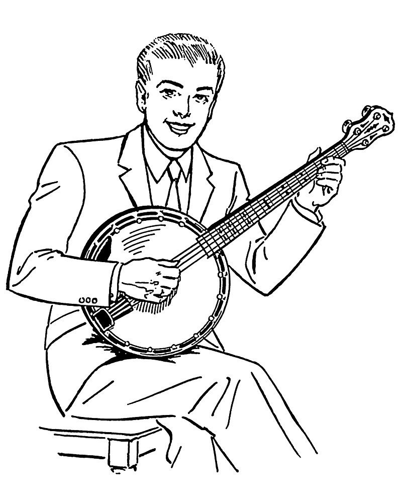 Tocador de Banjo 1 para colorir