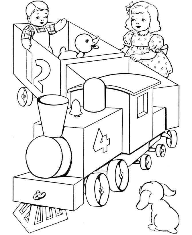 Trem de Brinquedo para colorir