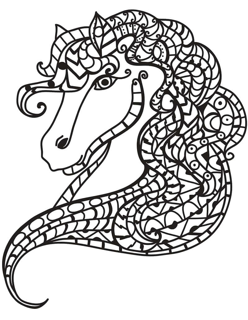 Desenhos de Zentangle de Cabeça de Cavalo para colorir