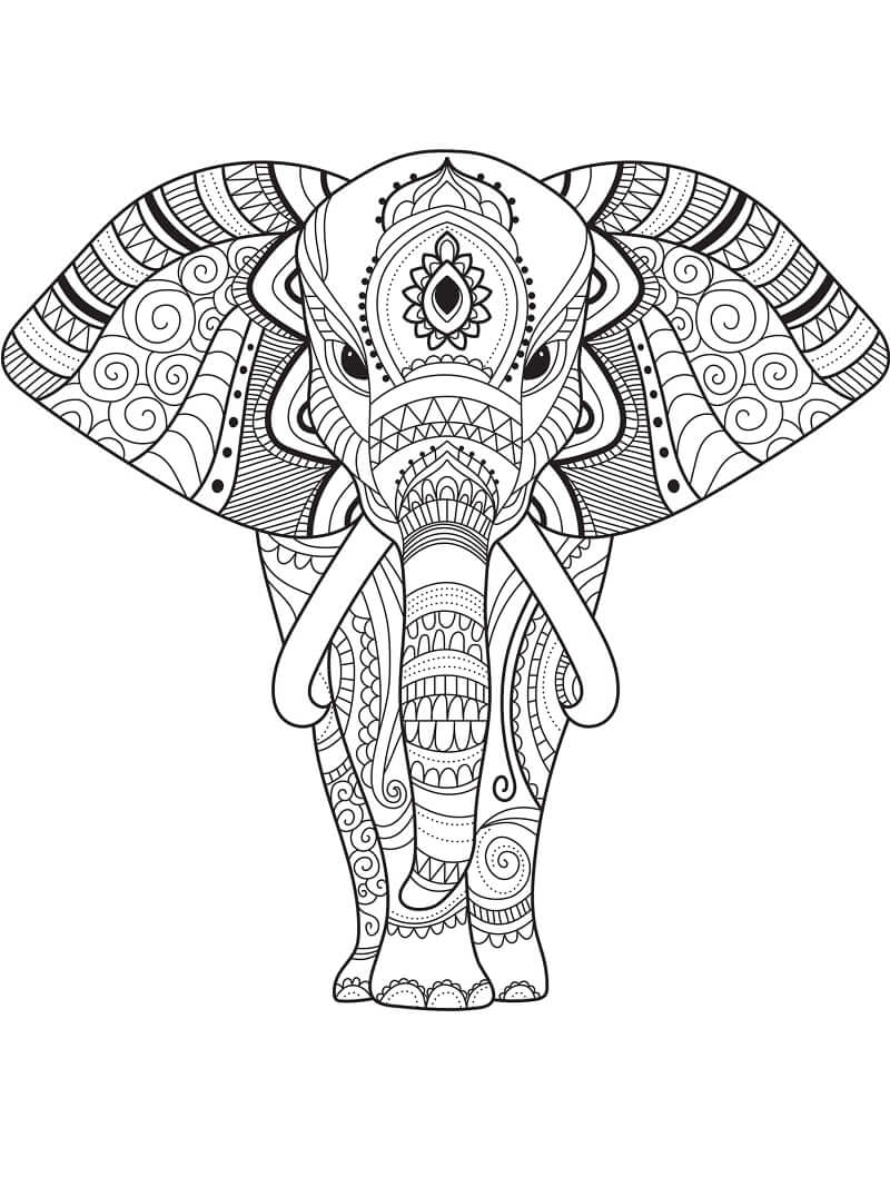 Zentangle de Elefante para colorir