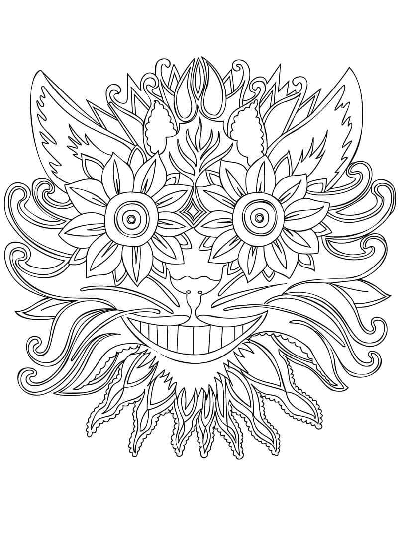 Desenhos de Zentangle de Gato risonho para colorir