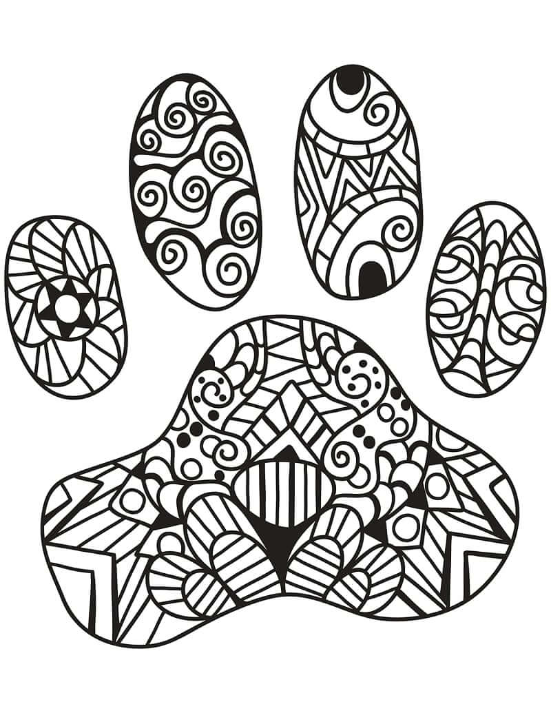 Desenhos de Zentangle de Impressão de Pata de Gato para colorir