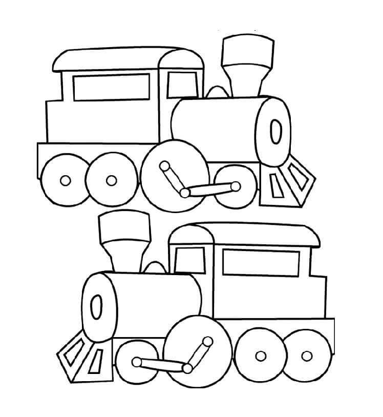 Dois Trens para colorir