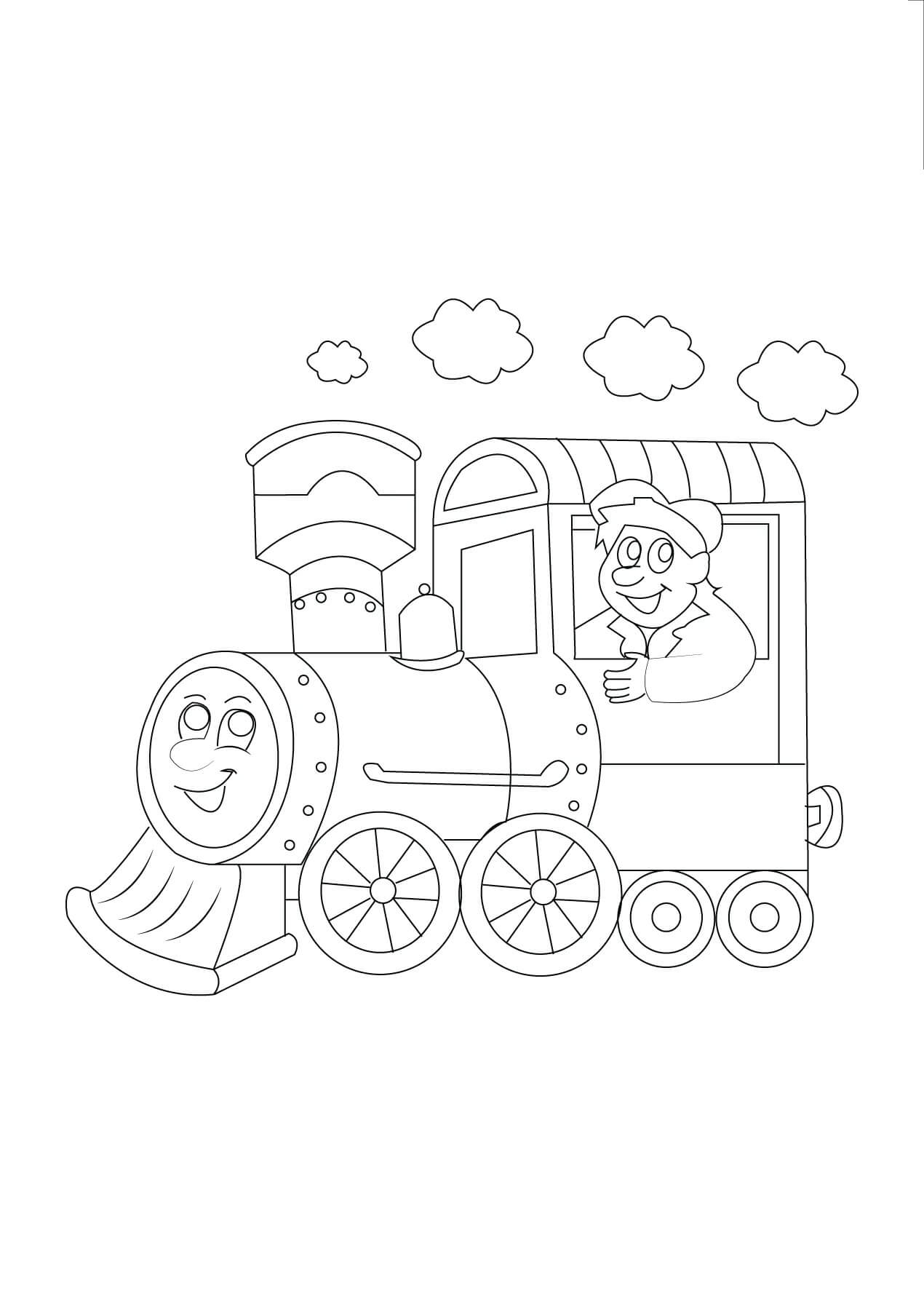 Homem Dirigindo Trem para colorir