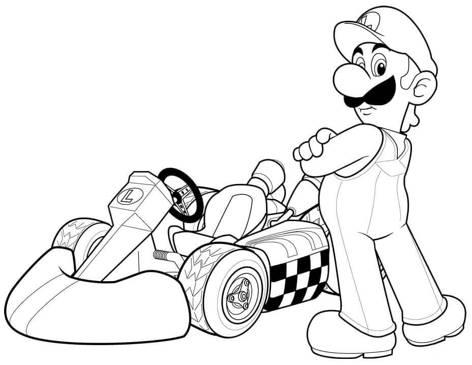 Luigi em Mario Kart Wii para colorir
