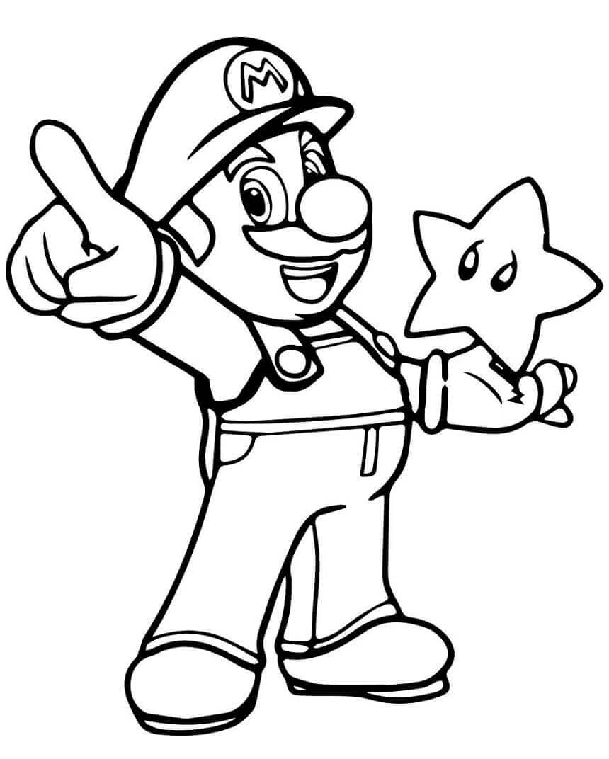 Desenhos de Mario e a Estrela para colorir
