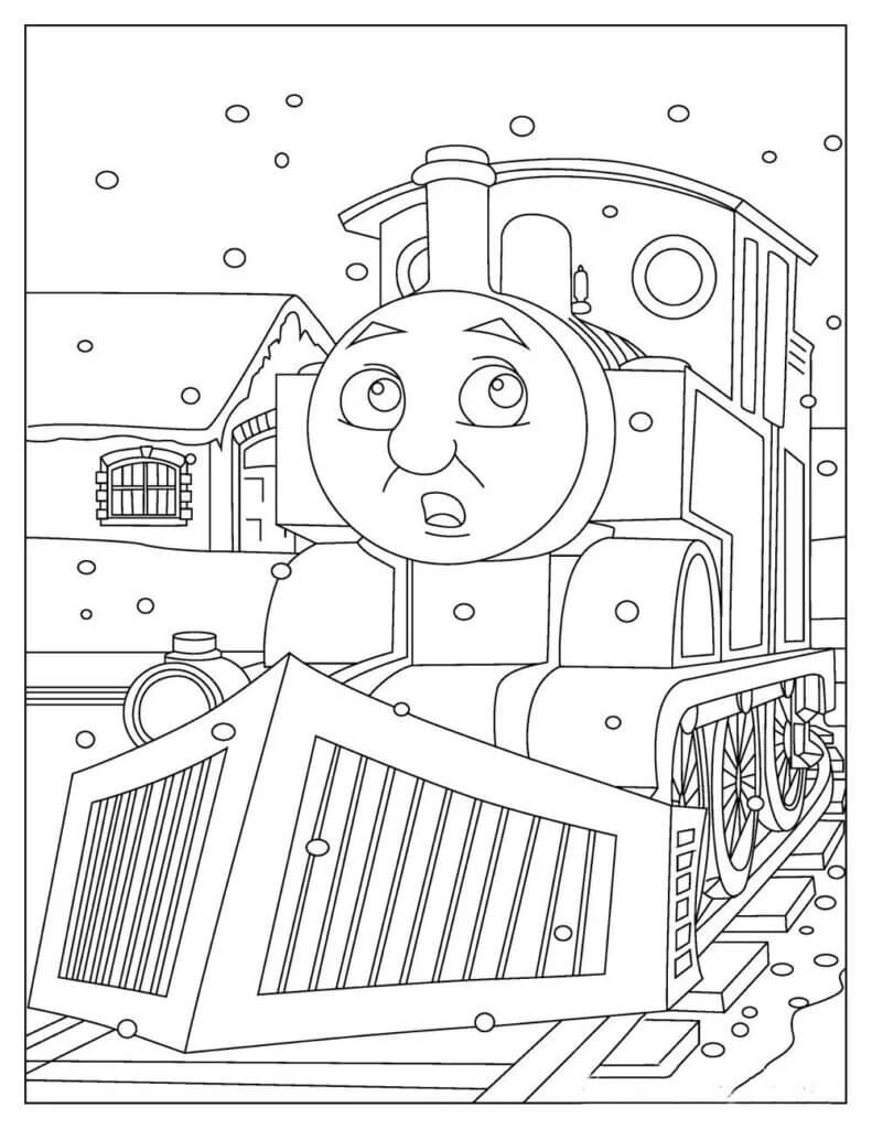 Thomas Trem no Inverno para colorir